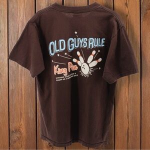 Vintage Old Guys Rule Chocolate Brown King Pin Bowling Basic Tee Size M